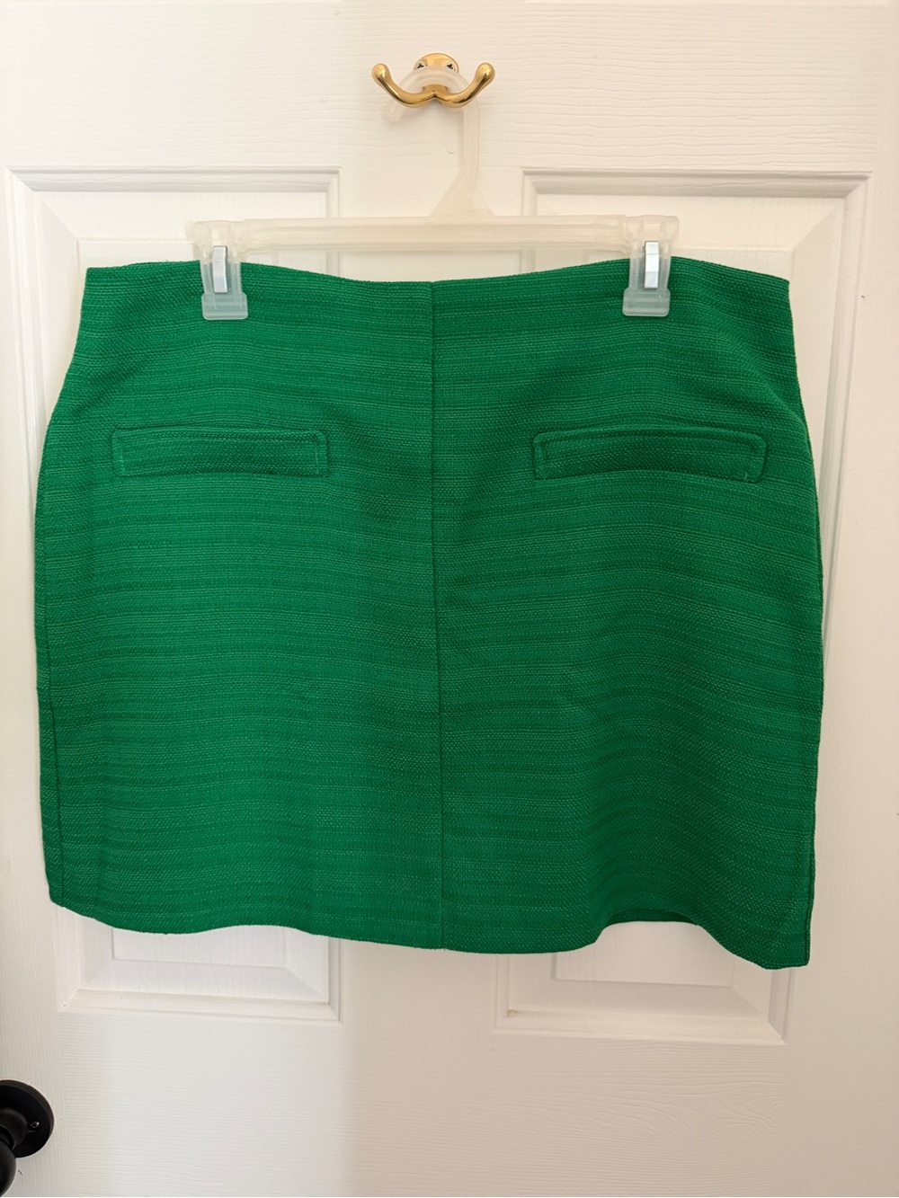 Mango Bright Green Textured A-Line Mini Skirt